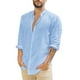 thumbnail image 1 of Camisa de manga larga con cuello vuelto para hombre - Diseño liso - Algodón - Informal para todas las estaciones - Tallas M-XXXL, 1 of 3