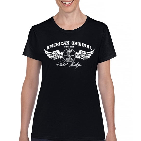 American Original Shelby Since 1962 T-Shirt Cobra Wings Classic Muscle Car GT500 Mustang Powered by Ford Women's Tee