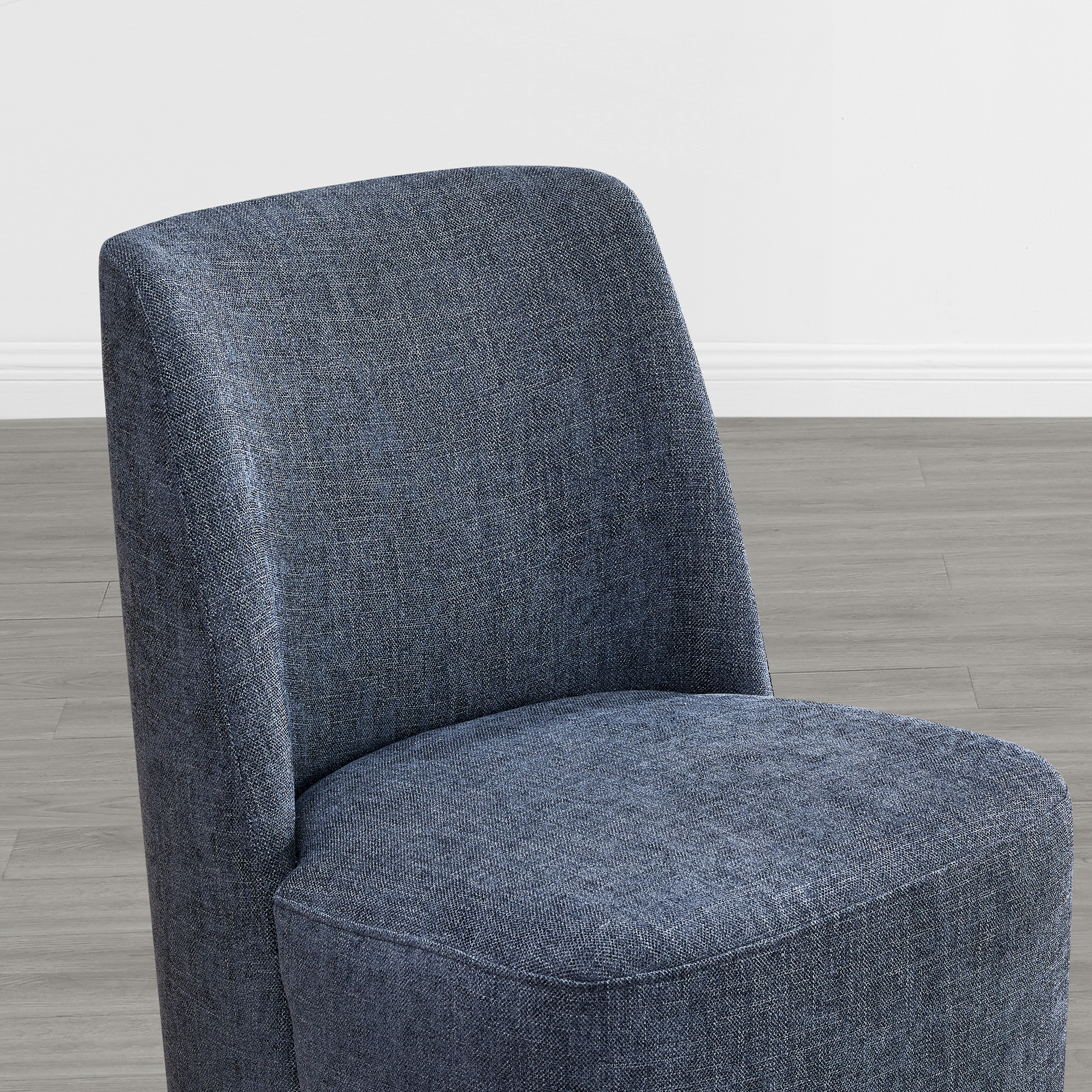 Spruce & Spring Modern Upholstered Dining Chair with Hidden Casters & Wood Base Set of 2, Blue