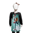 thumbnail image 1 of Indie Kids Apron, Pop Art Scenery with Hipster Santa Claus on Scooter with Gift Bag Christmas Theme, Boys Girls Apron Bib with Adjustable Ties for Cooking Baking Painting, Teal Red Blue, by Ambesonne, 1 of 2