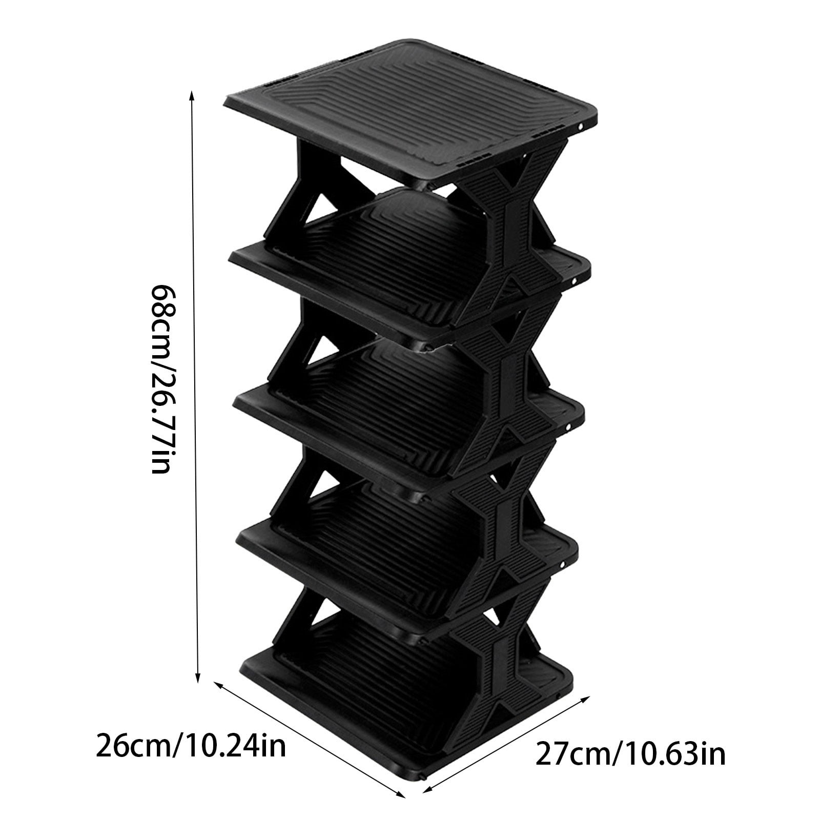 RKSTN Shoe Rack - Vertical Shoe Organizer for Small Spaces, Tall Narrow Shoe Storage Shelf for Closet Entryway Corner Garage and Bedroom, Free Stackable DIY - Space Saving Storage (5-Tier, Black)