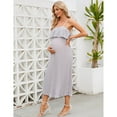 thumbnail image 3 of Womens Maternity Spaghetti Strap Maxi Dress Ruffle Backless Floral Boho Pleated Beach Dress, 3 of 5
