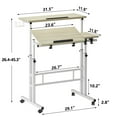 thumbnail image 7 of Soges Mobile Standing Desk with Cup Holder and Hooks, Portable Stand Up Desk, Adjustable Height Small Standing Desk, Rolling Desk with Wheels, Home Office Laptop Cart, Maple, 7 of 7