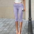 thumbnail image 2 of Minjewel Pants for Women - Floral Print Pleated Cropped Yoga Pants - Breathable Summer Bottoms Capri Pants for Women,Purple S, 2 of 7