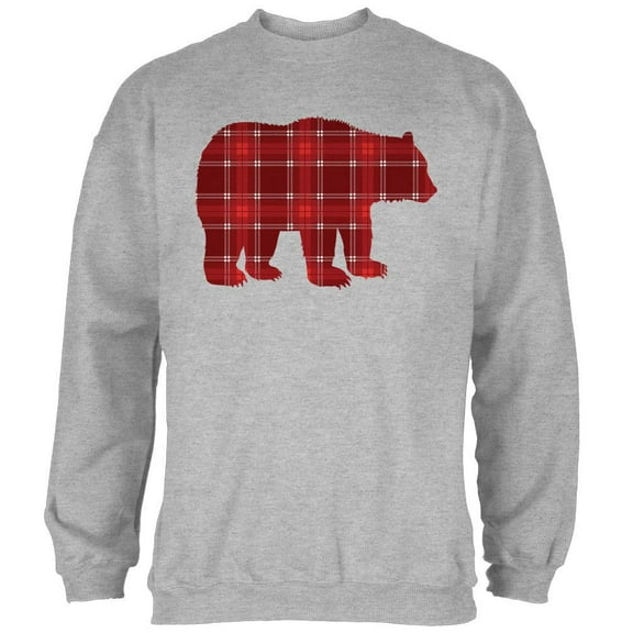 Autumn Plaid Bear Mens Sweatshirt Heather X-LG