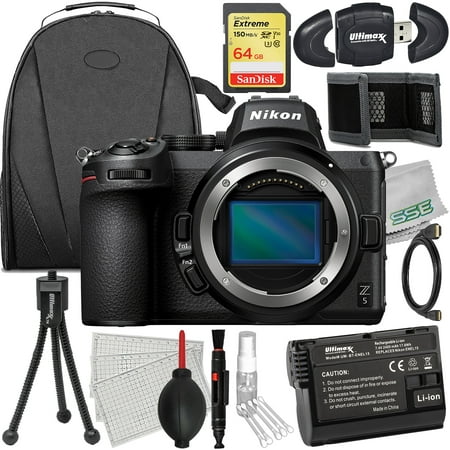 Ultimaxx Starter Bundle + Nikon Z5 Mirrorless Digital Camera (Body Only) + SanDisk 64GB Extreme Memory Card, 1x Replacement Battery (2400 mAh) & More (21pc Bundle)