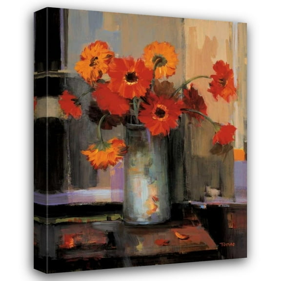 Jennie Tomao 19x24 Gallery Wrapped Canvas Wall Art Titled - Floral Sunset