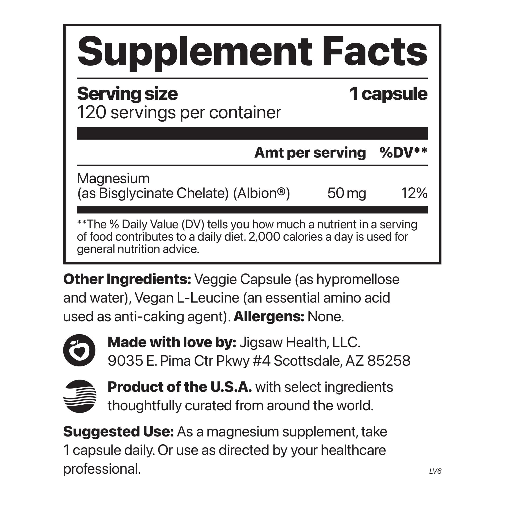 Jigsaw Health MagPure Glycinate, 120 Capsules