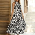 thumbnail image 5 of APEXFWDT Women’s Summer Maxi Dress Halter Neck Sleeveless Floral Print Long Dresses Casual High Waist Flowy Boho Dress, 5 of 7