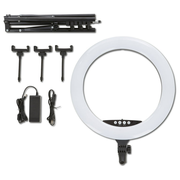 Vivitar 18 LED RGB Ring Light with Tripod, Phone Holder USB Charging  Ports, and Wireless Remote 