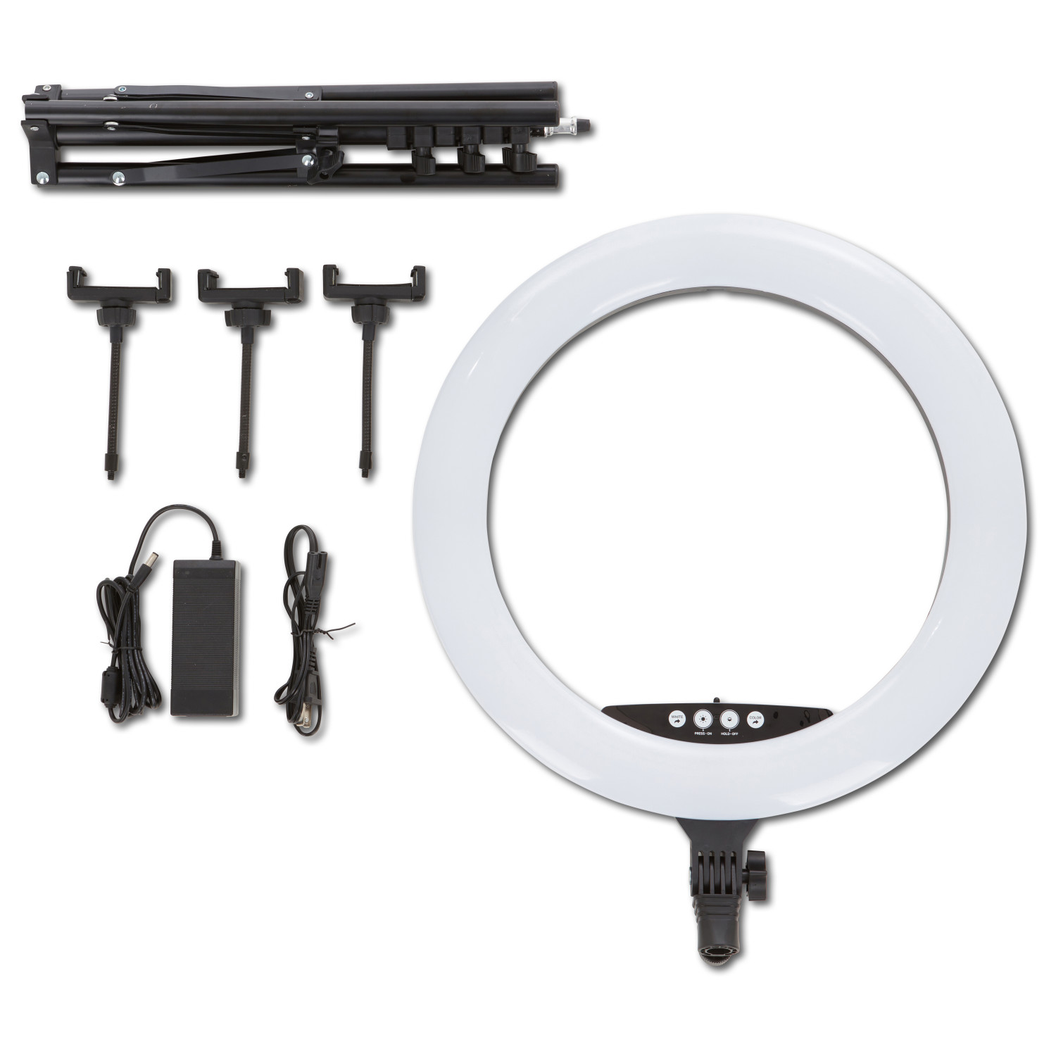 Vivitar 18" LED RGB Ring Light with Tripod, Phone Holder USB Charging Ports, and Wireless Remote - image 5 of 13