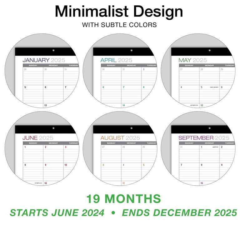 global-printed-products-large-office-professional-desk-calendar-2024-2025-22-x17-black-walmart-com