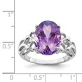 thumbnail image 2 of Solid 925 Sterling Silver Checkerboard Cut Amethyst Purple February Gemstone Engagement Ring Size 10, 2 of 3