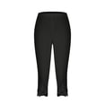 thumbnail image 5 of Women's Summer High Waisted Legging Solid Color Pants Split Hem Trousers Sparkly Rhinestone Capris Skinny Leg Bottoms Slim Fitting Leggings Yoga Gym Hiking Pant, 5 of 5