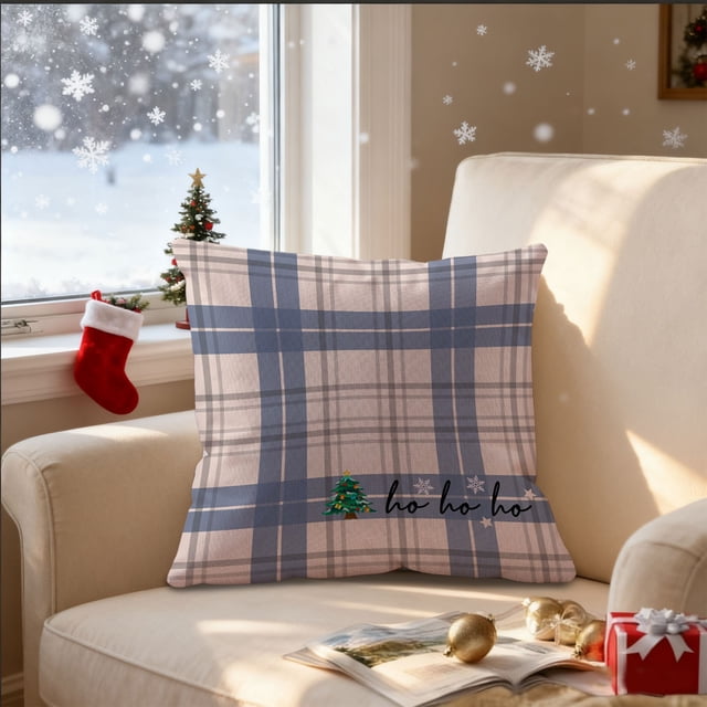 Ireezec Christmas Holiday Pillow Cover Decorative Linen Throw Pillow Case for Sofa Couch Bed Living Room Home Decor Festive Seasonal Accent