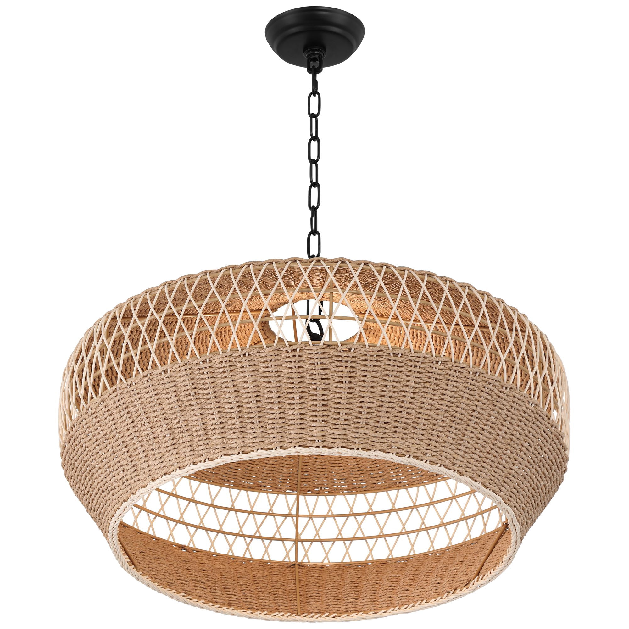 Regency Hill Matias 24 1/2" Modern Pendant Ceiling Light Fixture Dining Room Over Table Kitchen Island Hanging Brown Vine and Rope