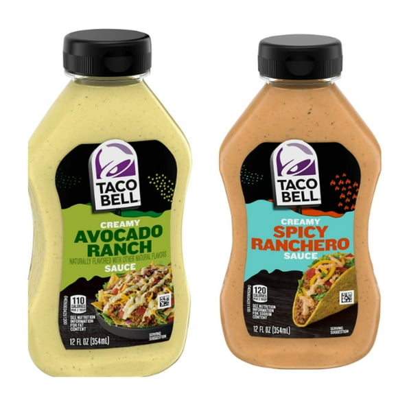 Taco Bell Creamy Avocado Ranch Sauce and Spicy Ranchero Creamy 12 fl