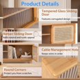 thumbnail image 5 of Modern TV Stand for TVs up to 55" with Rattan& Glass Sliding Doors, Entertainment Center Media Console for Living Room, Bedroom,Natural, 5 of 9