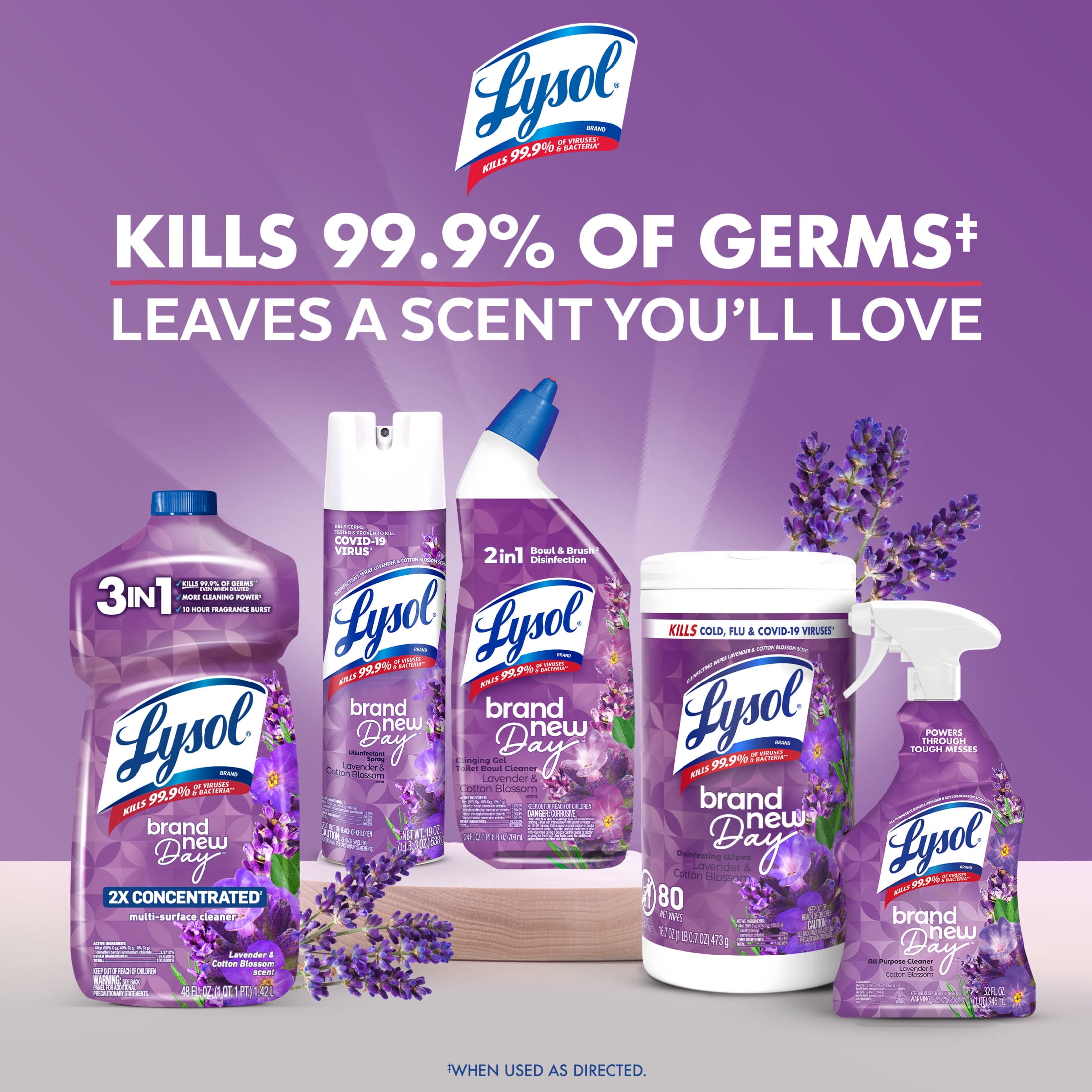 Lysol Disinfectant Spray, Sanitizing and Antibacterial Spray, Lavender & Cotton Blossom, 19 oz