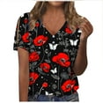 thumbnail image 2 of Teissuly Women Fashion Casual Shirts Short Sleeve Loose Tee Tops V Neck Blouse, 2 of 4