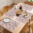 thumbnail image 5 of Retro Pink Flower Placemats Set&nbsp;of&nbsp;6 Leaf Country Watercolor Linen Texture Heat Insulation Washable Place Mats, Non-Slip Table Mats for Dining Table Party Kitchen Decor,13x19 Inch, 5 of 9