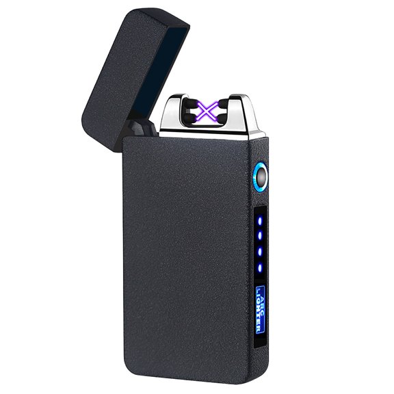 Dual Arc Windproof Lighter - Matte Black, Rechargeable With Usb Cable, For Outdoor Camping, Hiking, Daily Use, Emergency Situations