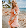 thumbnail image 3 of Weardear Womens Dresses Casual Vacation Beach Dresses for Women V Neck Smocked Short Sleeve Ruffle Hem Mini Dresses Flowy Summer Dresses, 3 of 5