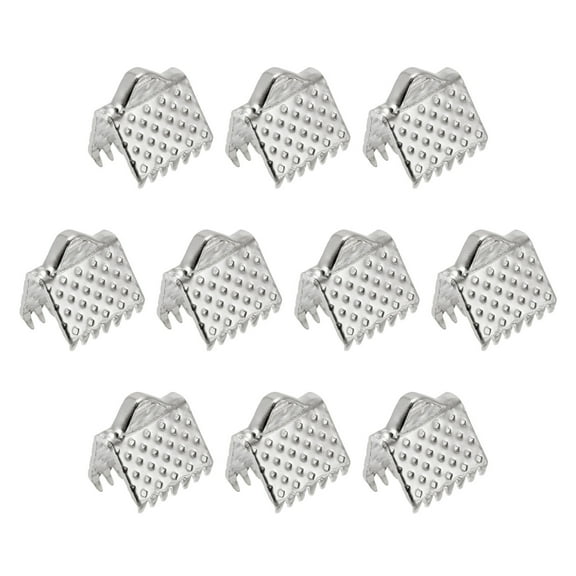Uxcell Ribbon Crimp Clamp Ends, 8mm Bookmark Pinch Cord End Clasps for DIY Silver Tone 100Pack