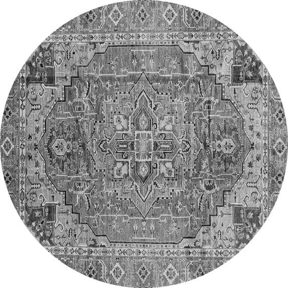 Ahgly Company Indoor Round Persian Gray Traditional Area Rugs, 8' Round
