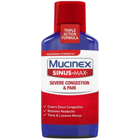 Mucinex Sinus-Max Adult Liquid Severe Congestion Relief, 6 oz {Pack of 6}
