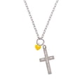 thumbnail image 2 of Delight Jewelry Acrylic 5/16" Yellow Heart I Set You Apart Engraved Cross Zoey Necklace, 28", 2 of 4