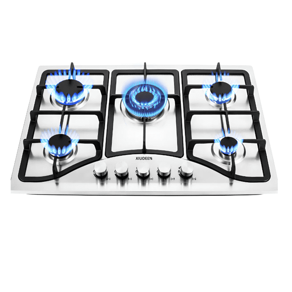Parrilla De Gas Empotrable Estufa Gas De Mesa 5 Quemadores Acero Inoxidable Plateado 10.8kw