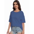 thumbnail image 6 of Women's Crew Neck Short Sleeve T-Shirts - Summer Casual Tee Tops, Lightweight Comfort Fit, 6 of 6
