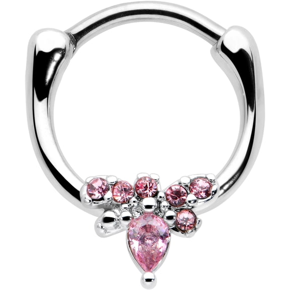 Body Candy 16G 316L Stainless Steel Septum Jewelry Pink Bee Glamour Daith Tragus Cartilage Clicker 8mm