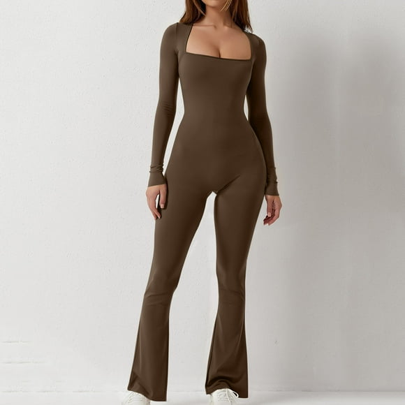 LSLJS Spring and Fall Tight Waistband Sleeveless Neck Long Jumpsuit