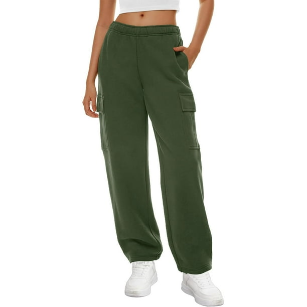 Boiiwant Women's Junior Sweatpants Solid Color Elastic High Waist Workout  Trousers Women's Athletic Clothing Teen Girls Loose Sweatpants XL 