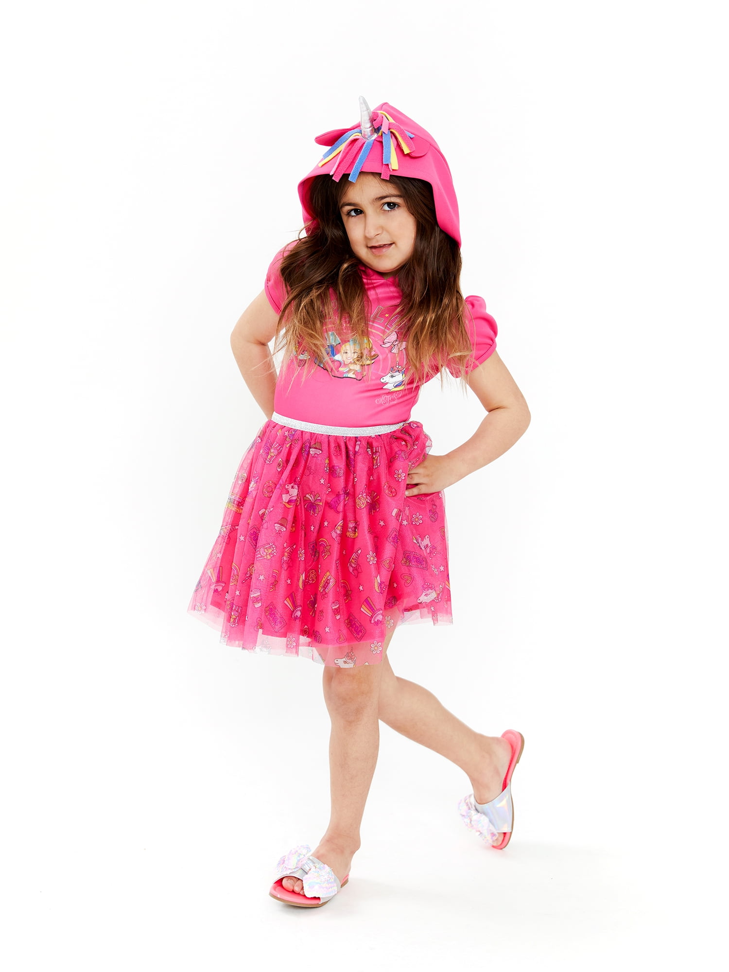 Girls Short Sleeve JoJo Siwa Cosplay Dress Sizes 4 12 Walmart