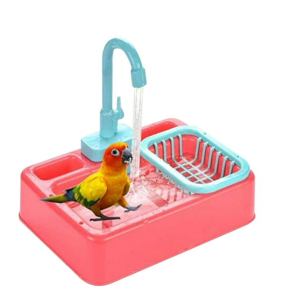 Bowake Bird Bathtub, Parrot Automatic Bathtub With Faucet, Bird Shower