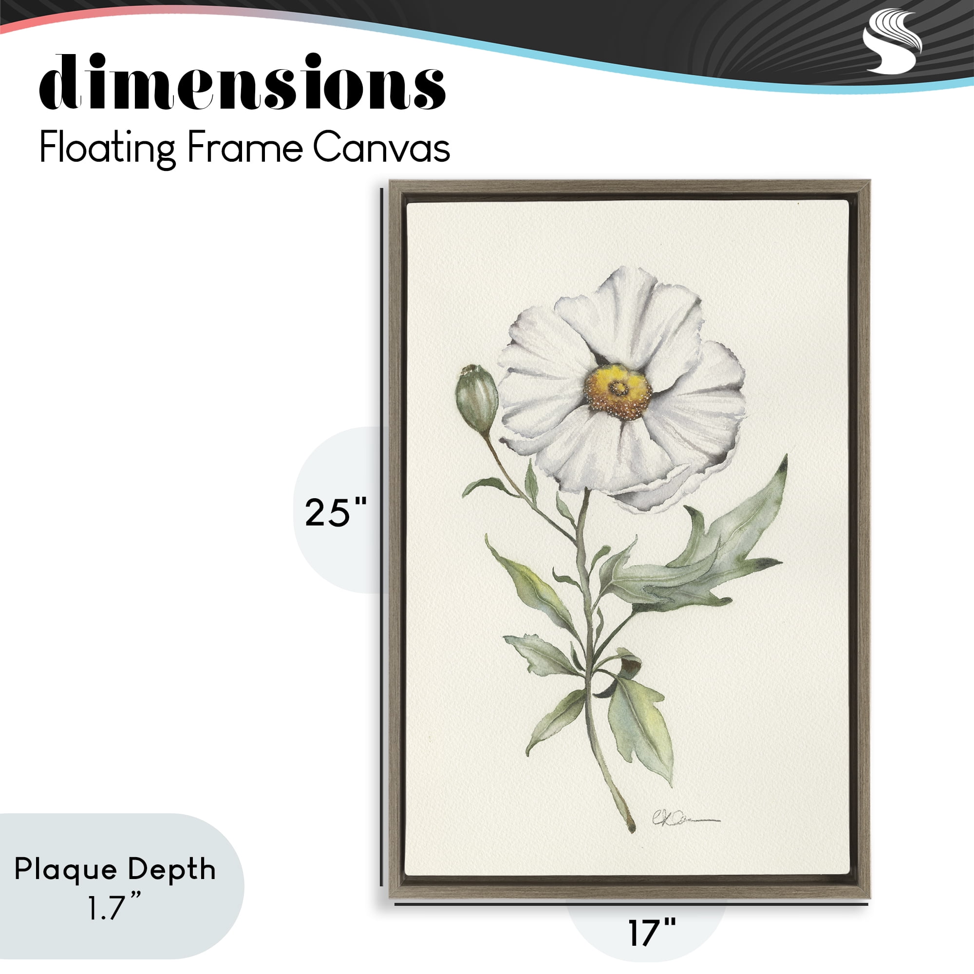 Stupell Industries Natural Wild Blossom Sprig Brown Framed Floater Canvas Wall Art, design by Cady Driver