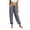 Dark Gray, variant on Women Striped Pants Drawstring Elastic Waist Loose Jogger Trousers With Side Pockets