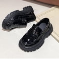 thumbnail image 5 of Girls Platform Loafers Slip On Chunky Shoes with Non-Slip Sole Round Toe School Uniform Dress Shoes Dark Gray 28, 5 of 6