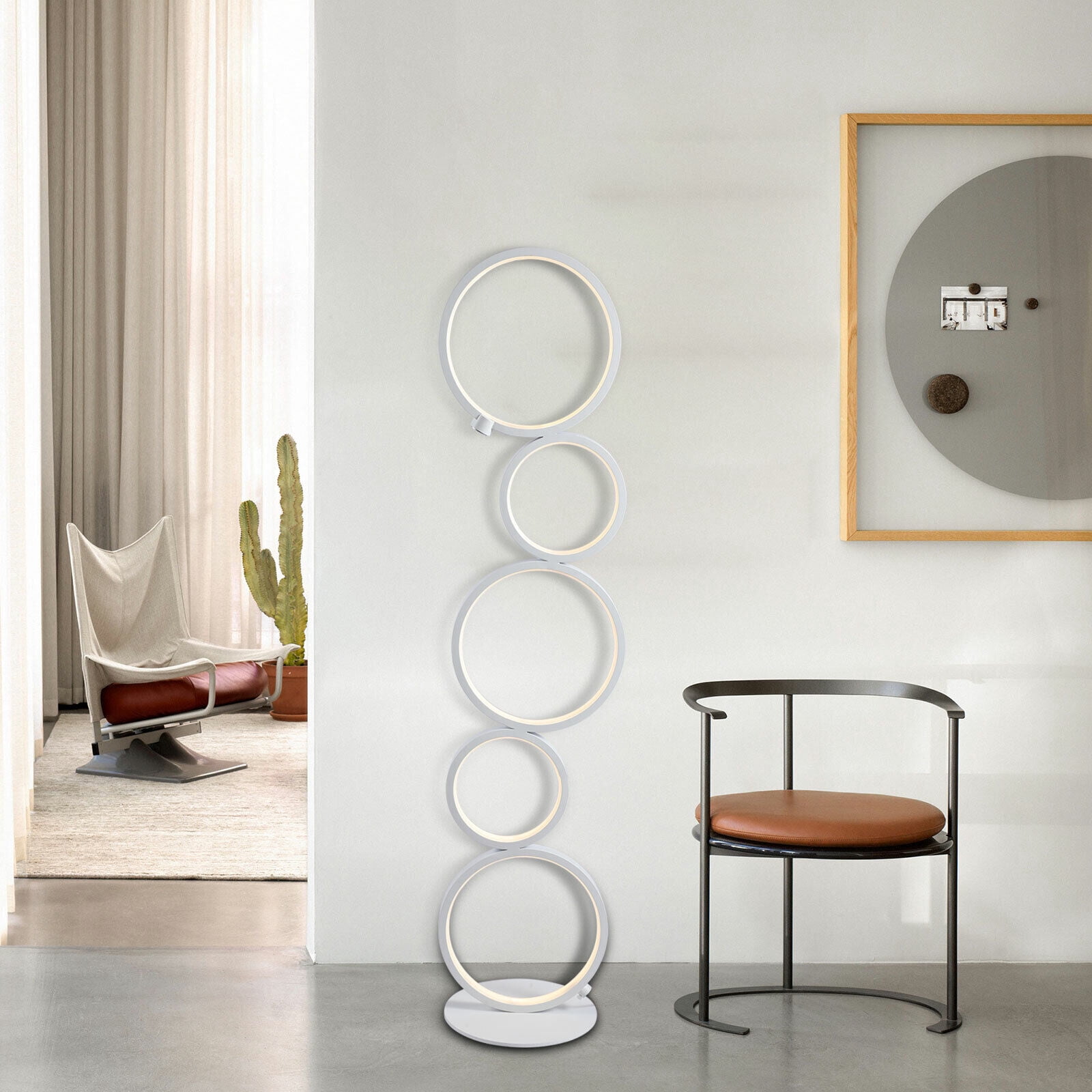 TFCFL 5 Rings LED Floor Lamp Night Corner Standing Light Reading Lamp For Living Room Bedroom Decor