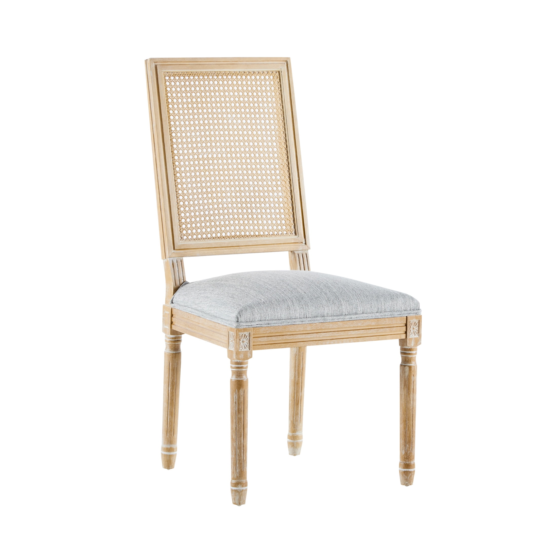 Christopher Knight Home Vintage Upholstered Dining Chairs, Cane Backrest, Solid Wood Frame, Greyish Green, Set of 4