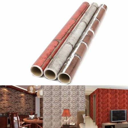 Wall Decorations Brown Meigar 3D Roll Natural Embossed Brick Wallpaper 45cmx100cm Modern Textured Bricks PVC Wall Paper for Home Kitchen TV Background Realistic Wall Decoration Wall Paper ()