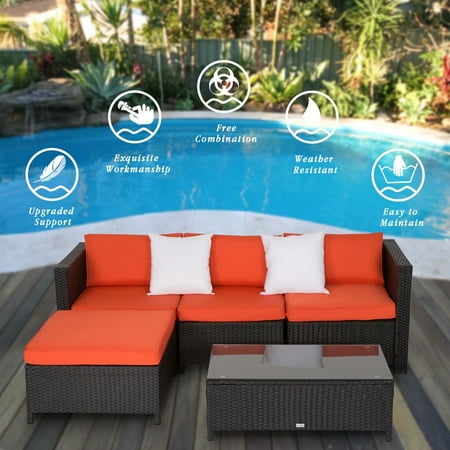 wicker sectional kinbor rattan 5pcs pe sofa patio furniture outdoor