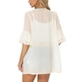 thumbnail image 3 of Allegra K Women's Swiss Dots Short Bell Sleeves Summer Beach Cover Up Cardigan, 3 of 5