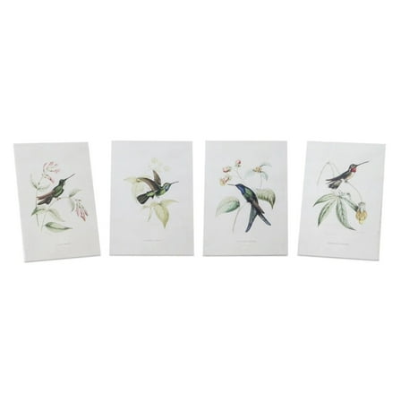 Melrose International LLC Hummingbird Print (Set of 4) 5.5"L x 8"H Wood/MDF/Paper