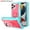 Mint+Rose, variant on Dteck Back Case For Apple iPhone 13 Pro Max, Ring Stand Shockproof Hybrid Hard PC Soft Silicone Bumper Heavy Duty Shockproof Three Layer Drop Protective Girls Boy Cute Phone Case(Mint+Rose)
