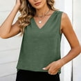 thumbnail image 2 of Abomasnow Blouses for Women Dressy Casual 2025 Cap Sleeve V Neck Tunic Tops Summer Solid Color Basic Business Work Tank Shirts, 2 of 6