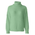 thumbnail image 3 of DuoJiaJ Women Sweaters Turtleneck Pullover Knit Oversized Long Sleeve Tops Loose Winter Outwear Women Trendy Clothes Green XL, 3 of 3